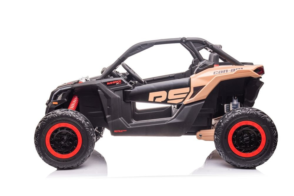 Buggy Can-Am Maverick 2 Places, 24V 14Ah, Siège Cuir, Pneus Caoutchouc